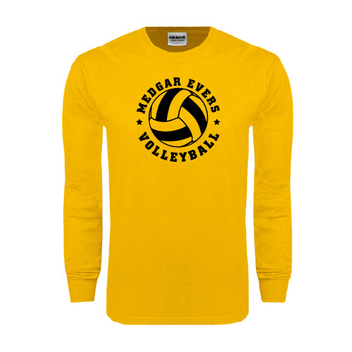 College Gold Long Sleeve T Shirt-Volleyball Design