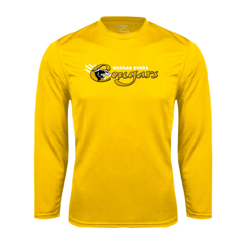 College Gold Performance Long Sleeve Shirt-Medgar Evers Cougars