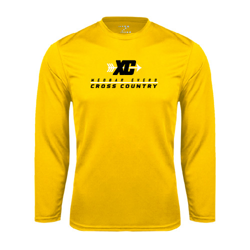 College Gold Performance Long Sleeve Shirt-Cross Country Design