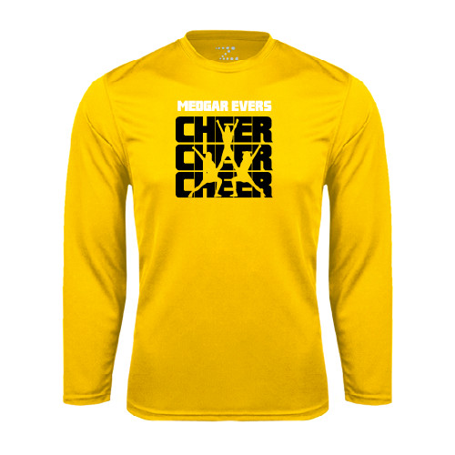 College Gold Performance Long Sleeve Shirt-Cheer Design