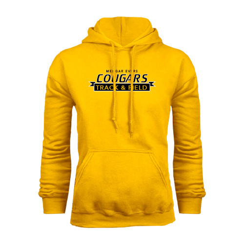 College Gold Fleece Hoodie-Track and Field Design