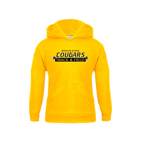 College Youth Gold Fleece Hoodie-Track and Field Design