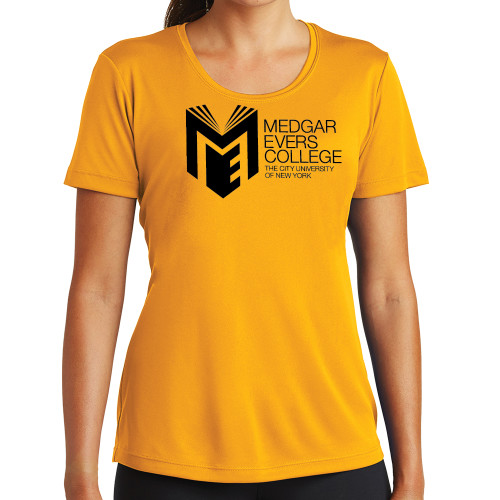 College Womens Gold Performance Short Sleeve Tee-Official Logo