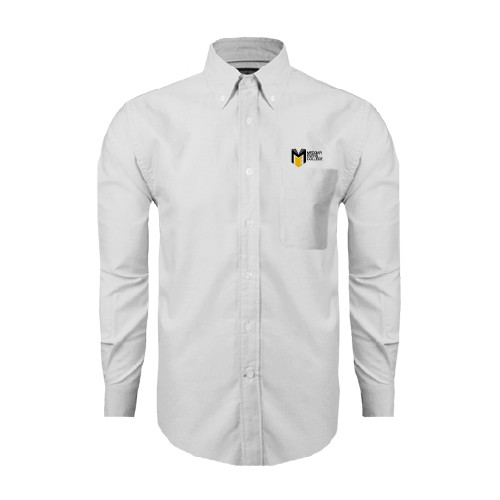 College White Oxford Long Sleeve Shirt-Official Logo