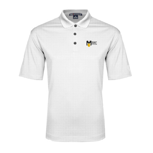 College White Performance Fine Jacquard Polo-Official Logo
