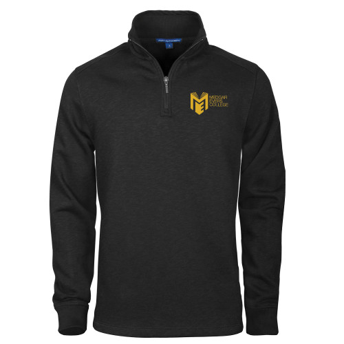 College Black Slub Fleece 1/4 Zip Pullover-Official Logo
