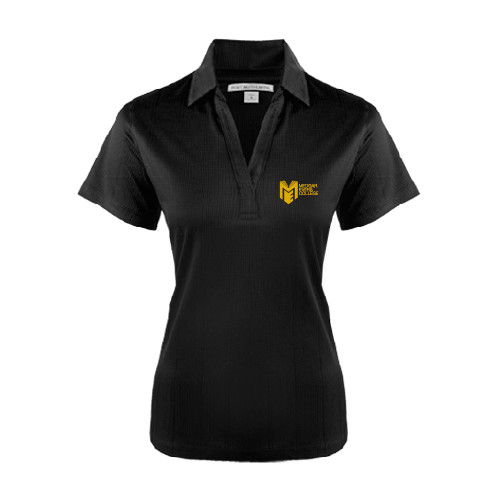 College Womens Black Performance Fine Jacquard Polo-Official Logo