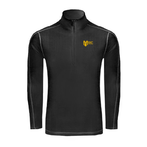 College Sport Tek Black Sport Wick Stretch 1/2 Zip Pullover-Official Logo
