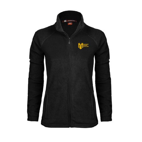 College Womens Black Fleece Full Zip Jacket-Official Logo