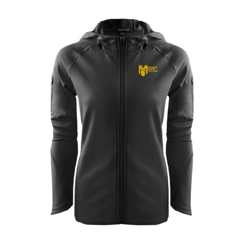 College Womens Black Tech Fleece Full Zip Hooded Jacket-Official Logo