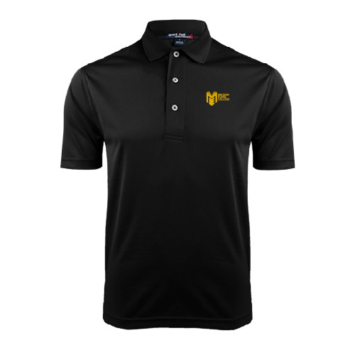 College Black Dry Mesh Polo-Official Logo