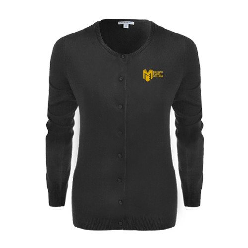 College Womens Black Cardigan Sweater-Official Logo