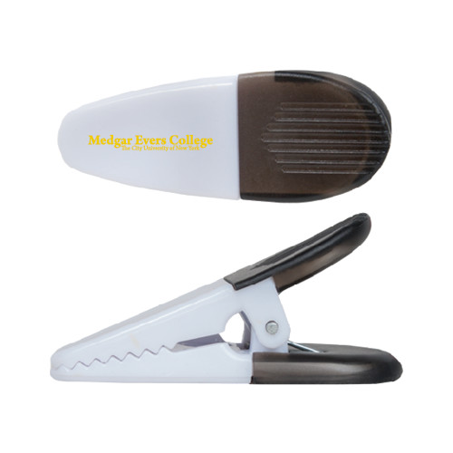 College White Crocodile Clip/Magnet-Wordmark
