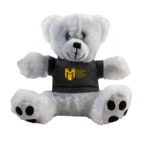 College Plush Big Paw 8 1/2 inch White Bear w/Black Shirt-Official Logo