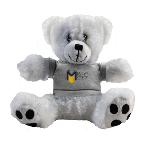 College Plush Big Paw 8 1/2 inch White Bear w/Grey Shirt-Official Logo