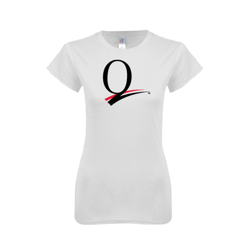 Next Level Womens White Boyfriend Tee-Q Logo