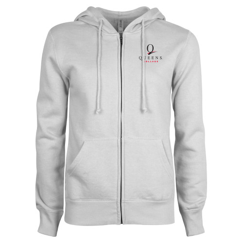 ENZA Womens White Fleece Full Zip Hoodie-Official Logo