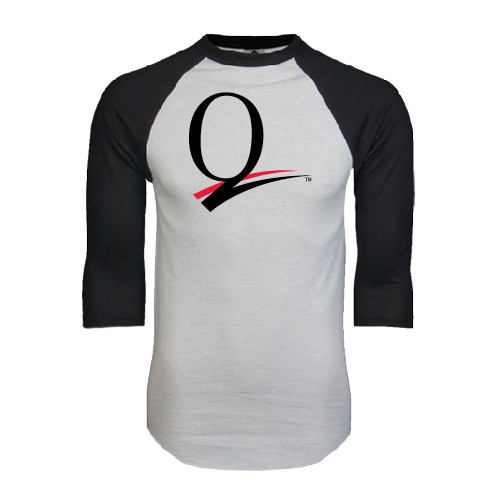 White/Black Raglan Baseball T Shirt-Q Logo