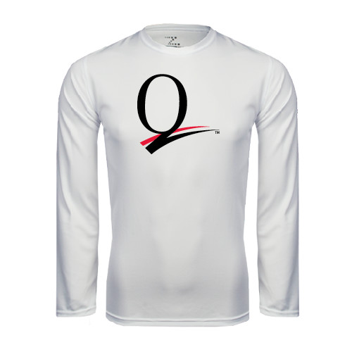 White Performance Long Sleeve Shirt-Q Logo