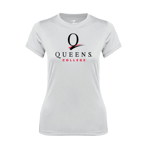 Womens White Performance Tee-Official Logo