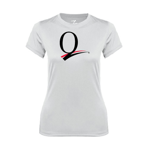 Womens White Performance Tee-Q Logo