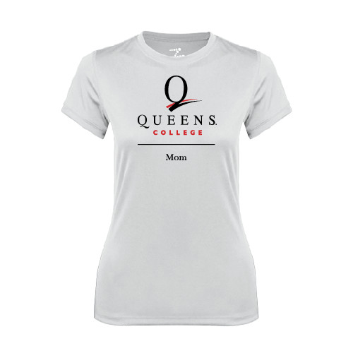Womens White Performance Tee-Mom