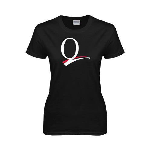 Womens Black Short Sleeve Tee-Q Logo