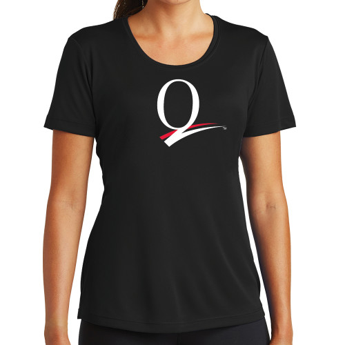 Womens Black Performance Tee-Q Logo