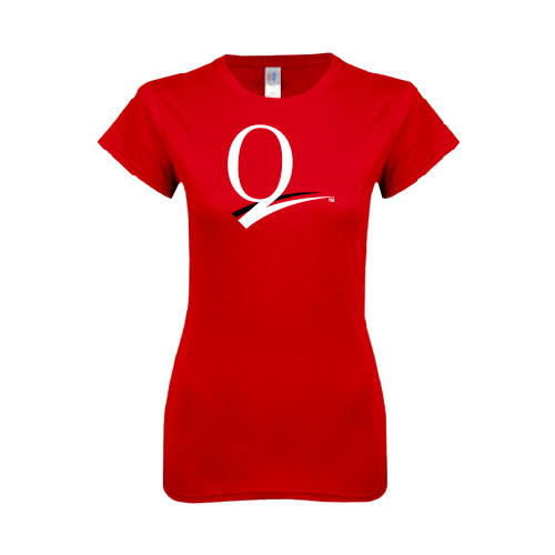 Next Level Womens Red Boyfriend Tee-Q Logo