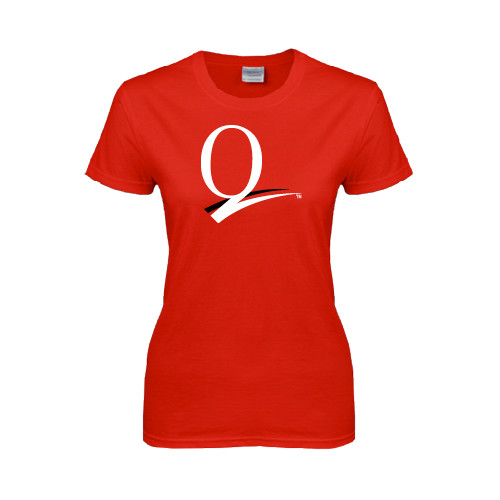 Womens Short Sleeve Red Tee-Q Logo