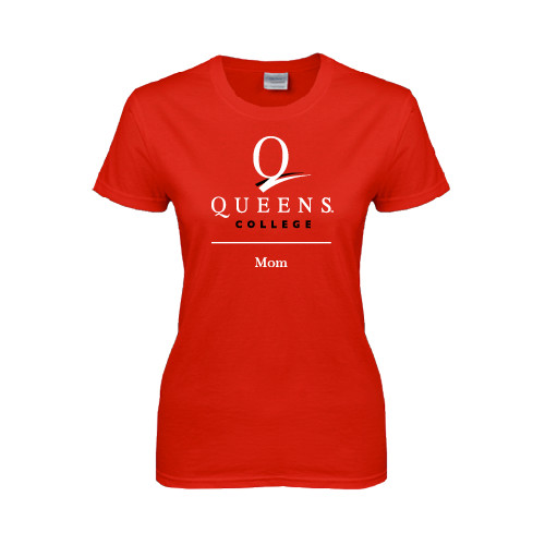 Womens Short Sleeve Red Tee-Mom