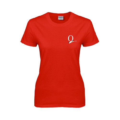 Womens Short Sleeve Red Tee-Q Logo