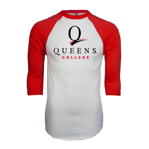 White/Red Raglan Baseball T Shirt-Official Logo