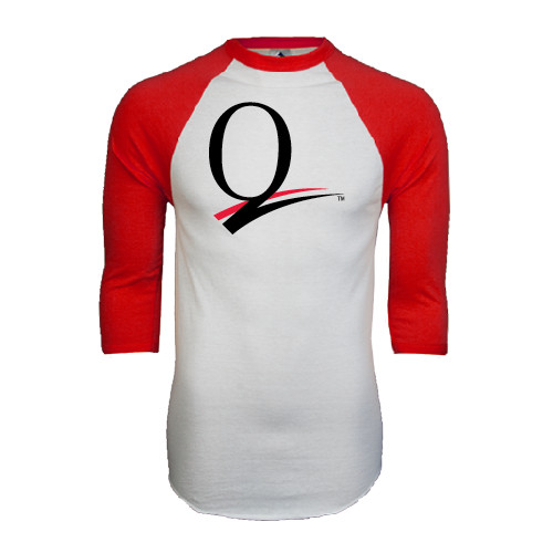 White/Red Raglan Baseball T Shirt-Q Logo