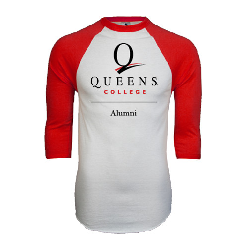 White/Red Raglan Baseball T Shirt-Alumni