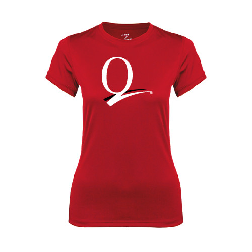 Womens Red Performance Tee-Q Logo