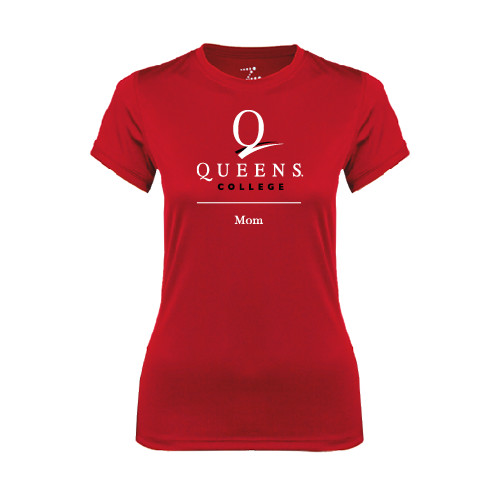 Womens Red Performance Tee-Mom