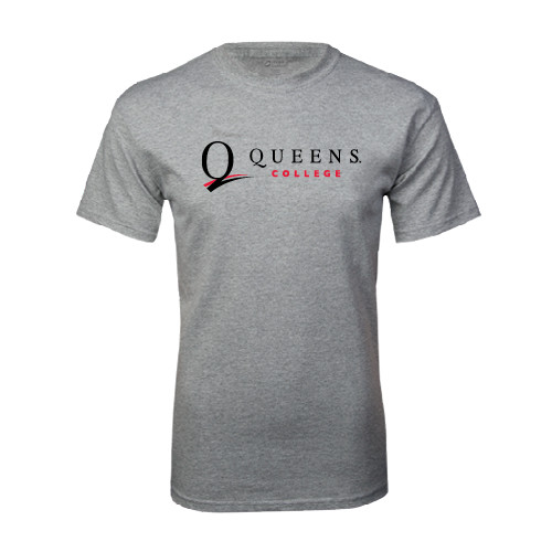 Grey T Shirt-Queens College Stacked