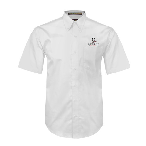 White Twill Button Down Short Sleeve-Official Logo