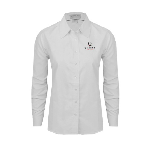 Womens White Oxford Shirt-Official Logo