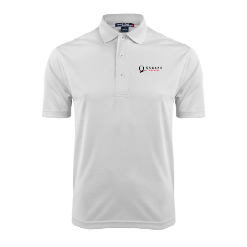 White Dry Mesh Polo-Queens College Stacked