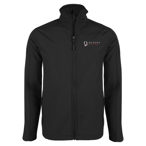 Black Softshell Jacket-Queens College Stacked