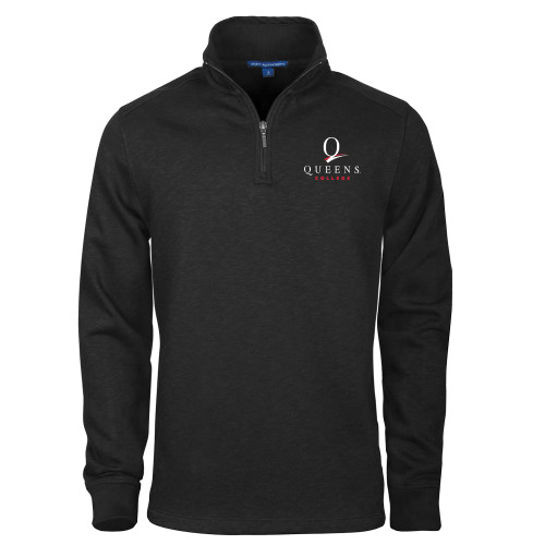 Black Slub Fleece 1/4 Zip Pullover-Official Logo