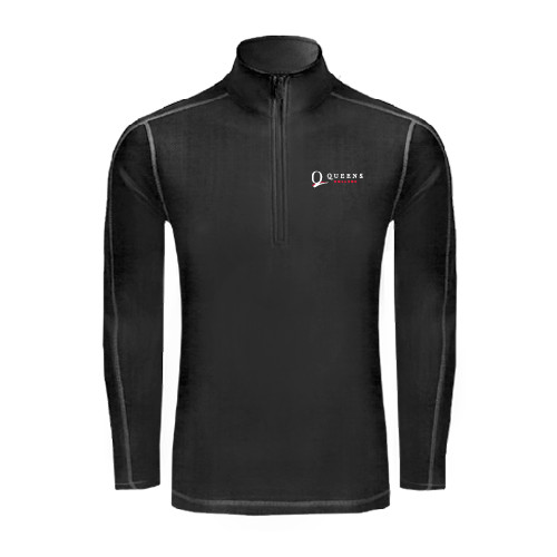 Sport Tek Black Sport Wick Stretch 1/2 Zip Pullover-Queens College Stacked