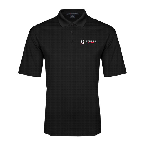 Black Performance Fine Jacquard Polo-Queens College Stacked