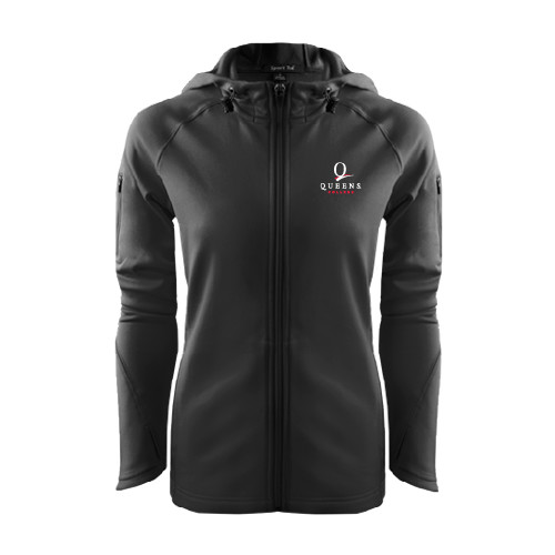 Womens Black Tech Fleece Full Zip Hooded Jacket-Official Logo