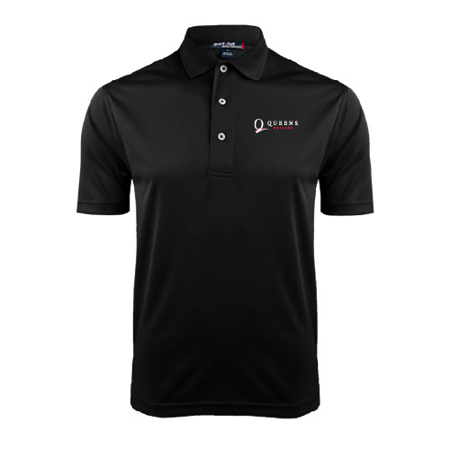 Black Dry Mesh Polo-Queens College Stacked