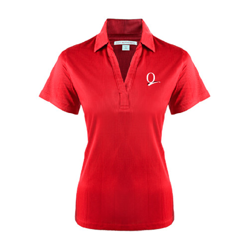Womens Red Performance Fine Jacquard Polo-Q Logo