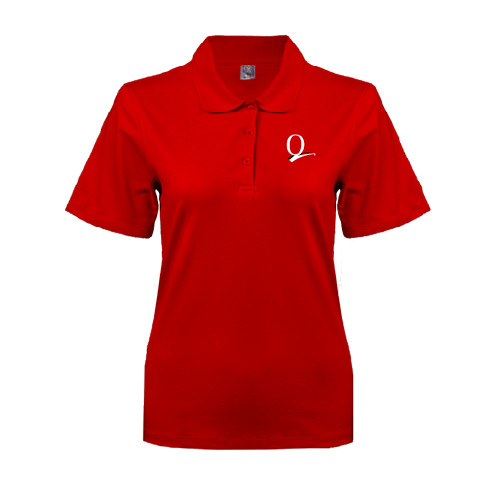 Womens Silk Touch Red Pique Polo-Q Logo