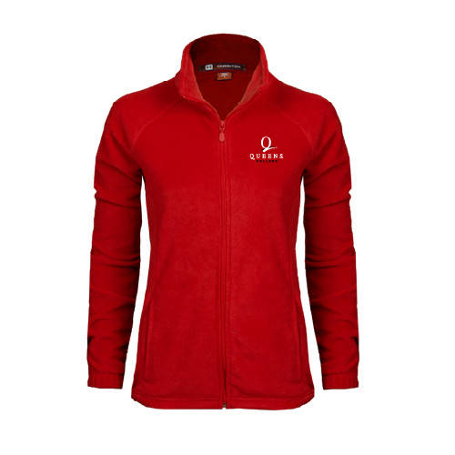 Womens Red Fleece Full Zip Jacket-Official Logo
